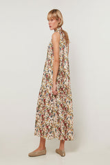 LONG SLEEVELESS FLORAL DRESS