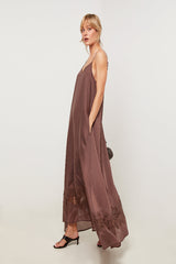 LONG BI MATERIAL LACE STRAP DRESS