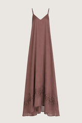 LONG BI MATERIAL LACE STRAP DRESS
