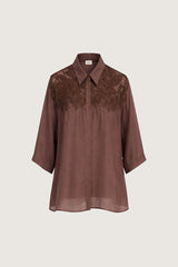 BI MATERIAL LACE SHORT SLEEVE BLOUSE