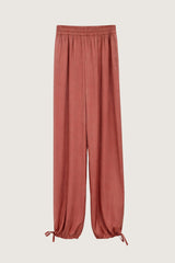 BRICK RED TAPERED HEM FLUID TROUSERS