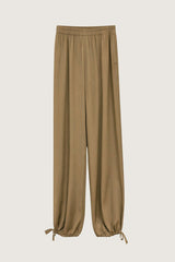 KHAKI TAPERED HEM FLUID TROUSERS