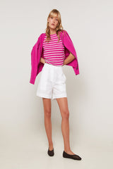 WHITE LINEN SHORTS