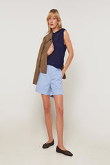 SKY BLUE LINEN SHORTS