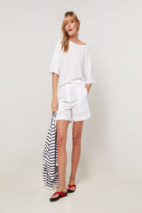 WHITE OVERSIZED CROPPED T-SHIRT