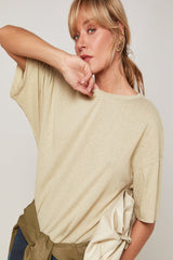 BEIGE OVERSIZED CROPPED T-SHIRT