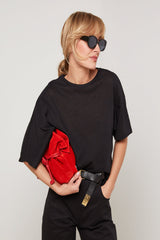 BLACK OVERSIZED CROPPED T-SHIRT