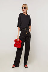 BLACK OVERSIZED CROPPED T-SHIRT