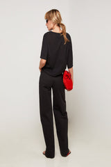 BLACK OVERSIZED CROPPED T-SHIRT