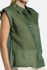 BANCHIERE KHAKI RAMIE SHIRT