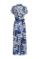 BLUE PRINTED MIDI DRESS
