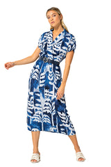 BLUE PRINTED MIDI DRESS