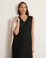 ROSEAU BLACK LONG LINEN DRESS