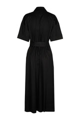 BLACK LIGHT COTTON WRAP DRESS