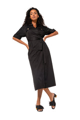 BLACK LIGHT COTTON WRAP DRESS