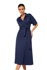 INDIGO LIGHT COTTON WRAP DRESS