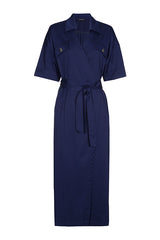 INDIGO LIGHT COTTON WRAP DRESS