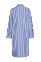 FLORAL EMBROIDERED STRIPED SHIRT DRESS