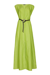LIME SHINY FABRIC MAXI DRESS