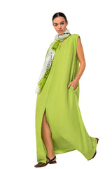 LIME SHINY FABRIC MAXI DRESS