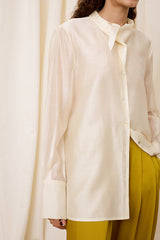 IVORY BACK SLIT BLOUSE