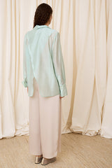 LIGHT BLUE BACK SLIT BLOUSE