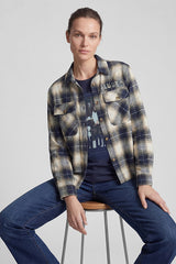 SHIRT COLLAR CHECKED BLOUSE