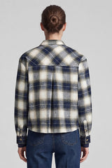 SHIRT COLLAR CHECKED BLOUSE