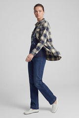 SHIRT COLLAR CHECKED BLOUSE