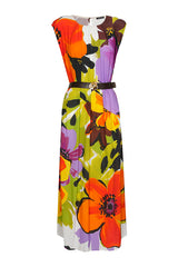 FLORAL PRINT SLEEVELESS MIDI DRESS