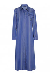 FLORAL DETAIL STRIPED MIDI SHIRT DRESS