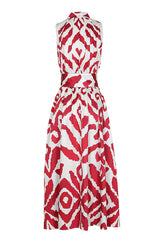 GRAPHIC PRINT SLEEVELESS MIDI SHIRT DRESS