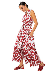 GRAPHIC PRINT SLEEVELESS MIDI SHIRT DRESS