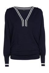 STRIPED V NECK SWEATER