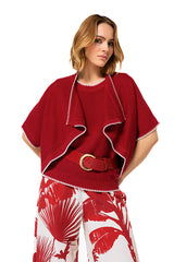 DARK RED TWO TONE LOOSE FIT BOLERO