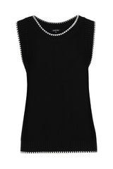 BLACK SLEEVELESS TWO TONE SWEATER