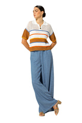 SAFFRON AIRY KNITTED POLO SWEATER