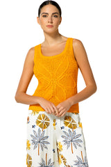 SAFFRON JACQUARD SLEEVELESS TOP