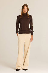 BROWN ROLL NECK KNITTED JUMPER