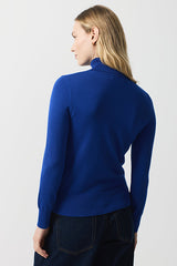 INDIGO WIDE RIB DETAILS TURTLENECK SWEATER