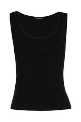 BLACK AJOUR STITCH KNITTED TOP