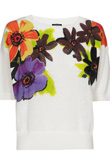 FLORAL PRINT FINE KNIT SWEATER