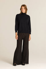 BLACK MOCK NECK VISCOSE SWEATER