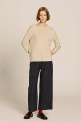 BEIGE RIBBED DETAIL VISCOSE JUMPER