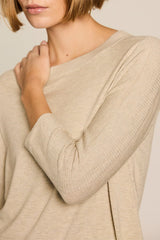 BEIGE RIBBED DETAIL VISCOSE JUMPER