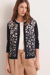 GUERANDE BI-MATERIAL PRINTED CARDIGAN