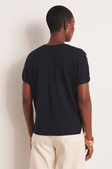 ARANDE TWO-MATERIAL PRINTED KIMONO SLEEVES SWEATER