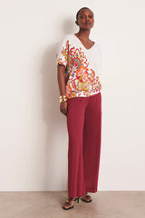 YELLOW13 PINK WIDE-LEG IRIDESCENT JERSEY KNIT TROUSERS