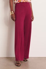 YELLOW13 PINK WIDE-LEG IRIDESCENT JERSEY KNIT TROUSERS