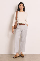 PROMESSE STRIPED STRAIGHT TROUSERS
